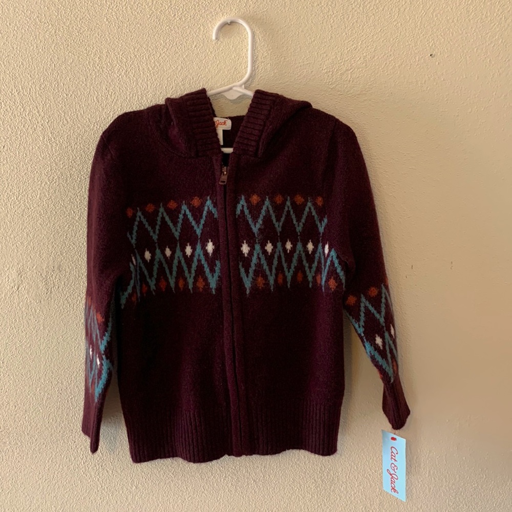 🦋 Cat & Jack Burgundy Sweater with Zipper. New With Tags! Size 3t.